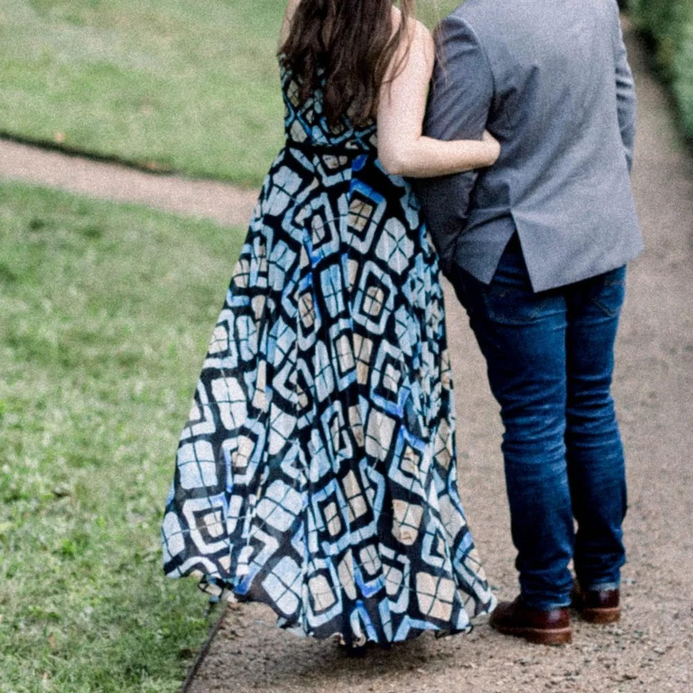 Anthropologie Blue Geometric Maxi Halter Dress with Pleated Skirt, size 2 - Picture 3 of 15